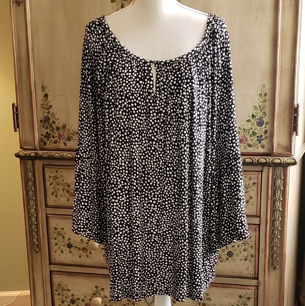 Carolina Belle Plus 3x Top Blouse Black Hearts New